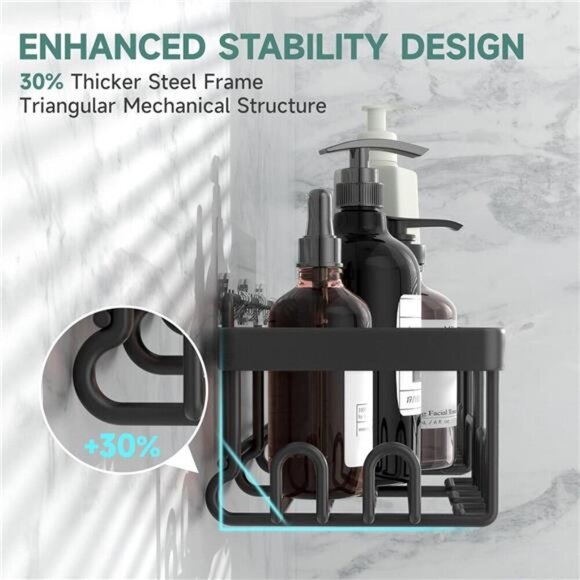 Veken Rustproof & Waterproof Shower Caddy 6-Pack, No Drilling Adhesive Shelves - Picture 2 of 7